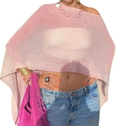 Women Sheer Poncho Shawl Top Lightweight Knit Pullover Beach Cover Up Tops