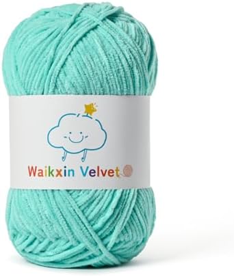 Fluffy Chenille Yarn for Crocheting，Baby Yarn for Crocheting Soft，50g/1.76oz Velvet Amigurumi Yarn ，Fingering Weight Yarns for Crocheting Baby Blankets、DIY Craft.(Mint Blue)