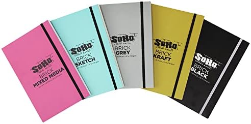 SoHo Urban Artist Brick Sketchbook Journals for Sketching, Drawing, Colored Pencils, Graphite, and More - Kraft 5.5"x5.5" (100 GSM, 80 Sheets) - 2 Pack