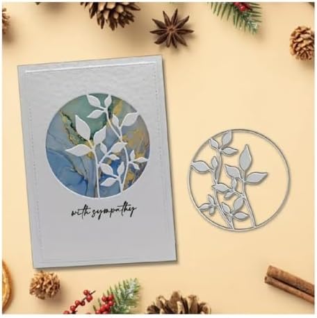 Scrapbooking Die-Cuts, Layer Frame Net Set Metal Cutting Dies for Card Making, Paper Craft Template, Background Embossing Stencils, DIY Album Décor (Branches Round Frame-10x10cm)