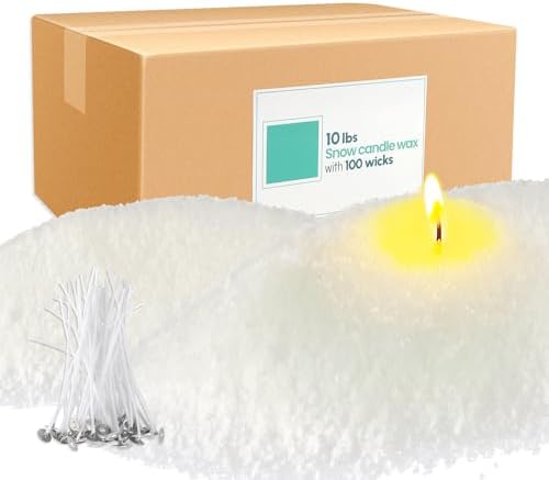 pliadvbu 10 lb Wax Sand DIY Pearl Candle Kit, 100 Wicks, Natural Pearl Wax, Reusable, Unscented Powder for Making, Weddings and Parties