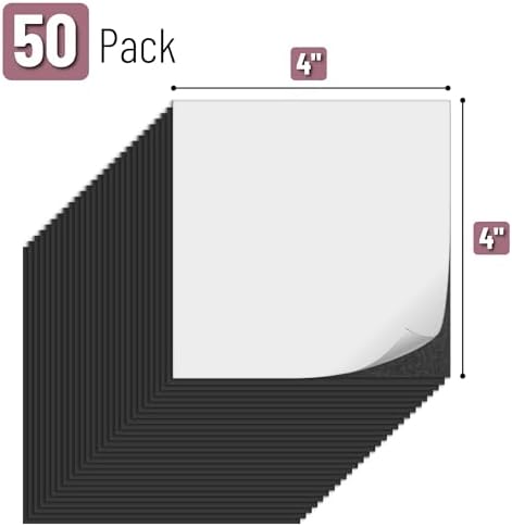 Mr. Pen- Adhesive Magnetic Sheets, 4" x 4", 50 Pack, Cuttable Magnets