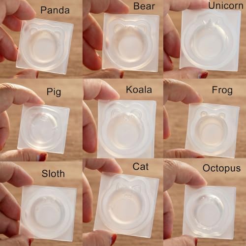 9Pcs Animal Thumb Worry Stone Silicone Molds Squishy Stress Relief Crafts