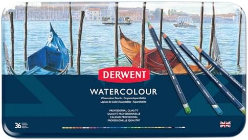 Derwent Colored Pencils, WaterColour, Water Color Pencils, Drawing, Art, Metal Tin, 36 Count (32885)