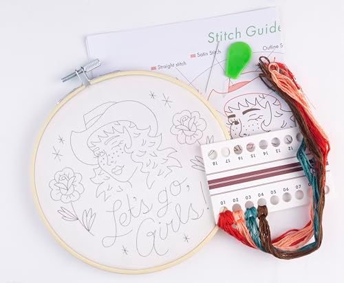 FUNATIC Let's Go Girls Cool and Fun Embroidery Kit for Adults