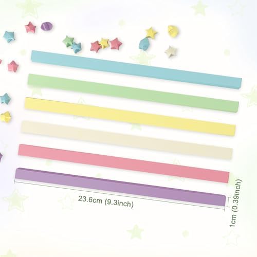 Origami Star Paper Strips, 1080 Pieces Origami Paper Strips for Crafts, Ideal for School Family, Macaron 6-Color