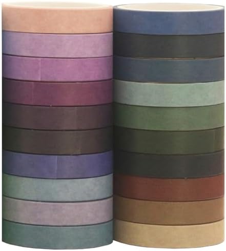 20 Rolls Washi Tape Set - Cool Tones Solid Colour Masking Tape, 197 Feet x 7.5mm Wide, for Journaling, Scrapbooking, Planners, Books & DIY Arts Crafts