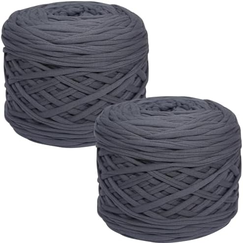 800g T-Shirt Yarn, 260 Yards Elastic Fabric Crochet DIY Dark Grey