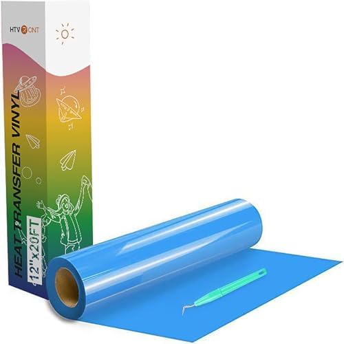 HTVRONT Heat Transfer Vinyl Lake Blue HTV Rolls, 12" x 20ft