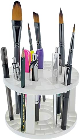 U.S. Art Supply Plastic Artist Round 50 Hole Paint Brush Holder & Organizer