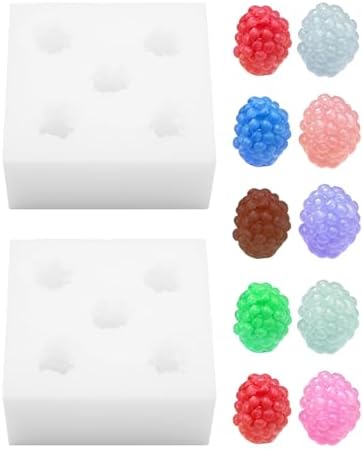 5 Cavity Raspberry Silicone Mold – 2PCS Big Raspberries Silicone Fruit Mold for Chocolate, Fondant, Candle, Resin & Cake Decor, 3D DIY Baking Tool for Parties & Gifts (Big Raspberry)