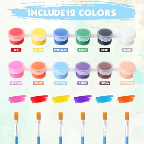 Qilery 24 Set 4 x 4 Inch Mini Canvas Panels Easel Painting Kit, 12 Colors