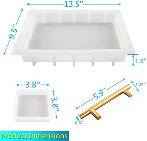 Resin Tray Molds Silicone, 13.5" Large Deep Rectangle Molds for Resin with 4pcs Coasters Mold, Epoxy Casting Molds for DIY Flowers Preservation Art Making Home Décor
