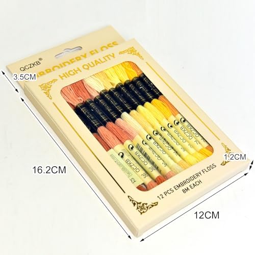 Premium Rainbow Color Embroidery Floss - Cross Stitch Threads - Friendship Bracelets Floss - Crafts Floss - 12 Skeins Per Pack Embroidery Floss,Sunny Warm-Orange Gradient