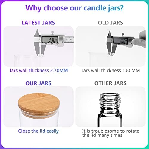 SAEUYVB 20 Pcs 6 oz Clear Glass Candle Jars with Bamboo Lids