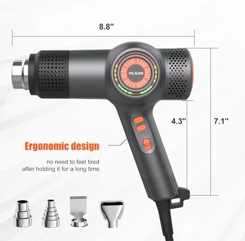 Heat Gun 1800W Fast Heating Hot Air Gun with 4 Nozzles for Vinyl Wrap & DIY