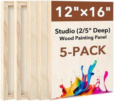 5 Pack Wood Canvas Boards for Painting, Unfinished Birch Cradle Boards