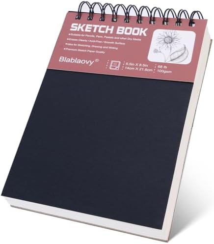 Sketch Book, 5.5" x 8.5" Sketchbook with 60 Sheets (68lb/100gsm), 1 Pack Drawing Pad Acid Free Drawing Book Sketch Pad for Kids Adults Beginners Artists