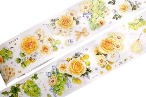 XiaoBaiJia Green Grape Vine,Pre-Cut Washi Paper Shell Light Tape, Washi Stickers,2.36" x5.47 YD for Journal Stickers Journaling Planner Scrapbooking Junk Journal Stickers Craft Supplies
