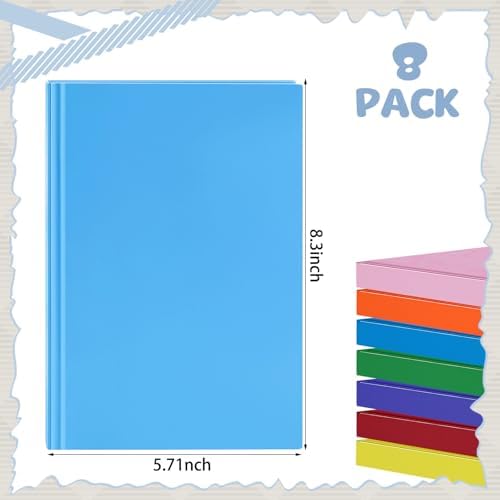 Henoyso 8 Pcs A5 Blank Notebook Journal Hardcover Sketchbook, 8.3 x 5.7 in