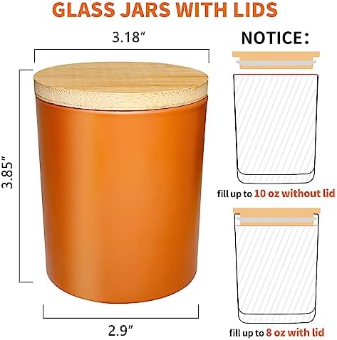 SUPMIND 10oz Fall Glass Candle Jars with Lids,12pcs for Candle Making