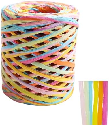 218 Yards Raffia Ribbon, Colorful Raffia Yarn,Packing Paper String for Gift Wrapping, Christmas Crafts and DIY Decoration