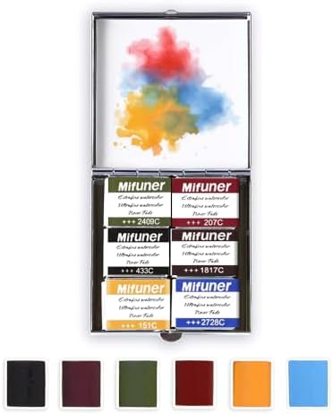 Mini Portable Handmade Artist Watercolor Paint,6 Colors Solid Watercolor