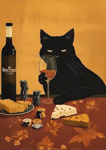 EIBEILI Diamond Painting Kits for Adults DIY 5D Diamond Art Paint with Round Diamonds Full Drill Gem Black Cat Art Painting Kit for Home Wall Decor Gifts 12x16inch