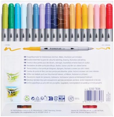 Staedtler Double Ended Markers, Assorted Bullet Tips, Assorted Colors, 36/Pack