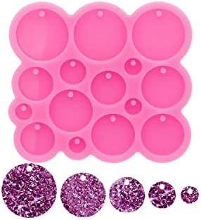 1pc Glossy Circle Diameter 1cm 1.5cm 2cm 2.5cm 3cm Resin Silicone Keychain Molds, Round Epoxy Mold with 10PC Key Ring(DY1303)