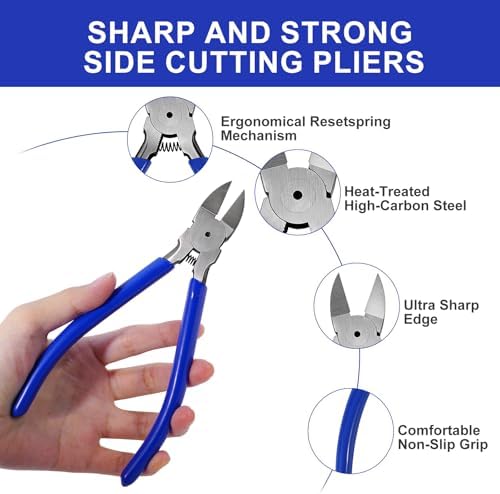 2 Pack Wire Cutters Set, 6"+5" Flush Cutters, Side Cutting Pliers