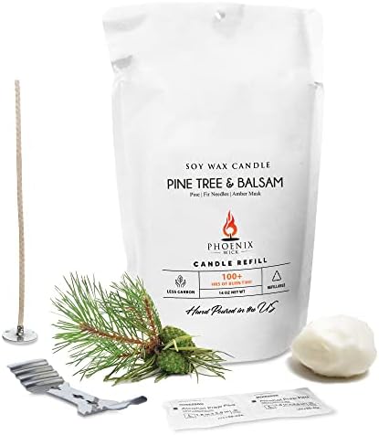 Phoenix Wick Candle Making Kit – Transform Anything Into A Candle – Candle Making Kit with Wick + 14oz Wax (Pine Tree & Balsam Scent)