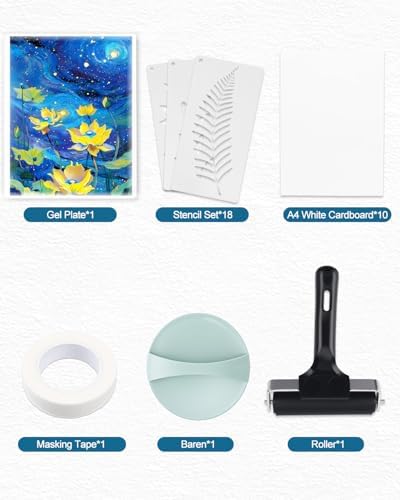 UCEC 32 Pack Gel Plate Printing Kit, Reusable 8x10 Gel Printing Plate