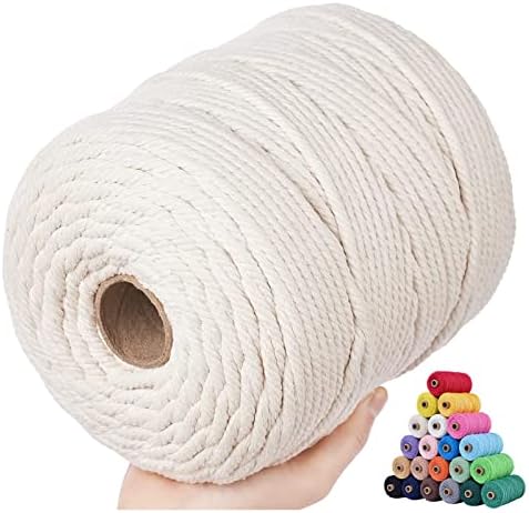 Macrame Cotton Cord 6mm x 109Yards, Moon Blue Natural Macrame Rope, Perfect Macrame Supplies Cotton Cord for Macrame Plant Hangers DIY Crafts (Natural Color, 6mm*109Yards)