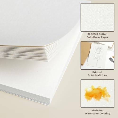 Vienrose Botanical Watercolor Cards with Envelopes 30 Pack 4x6