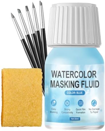 WANJAO Blue Masking Fluid for Watercolor Painting, Fast Drying Easy Peel