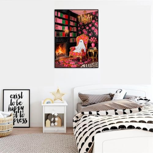 pchmcu DIY Ghost Paint by Numbers Kits for Adults,Paint by Number for Adults Beginner,Halloween Paint by Numbers Kits on Canvas Without Frame for Home Wall Decor 16x20inch