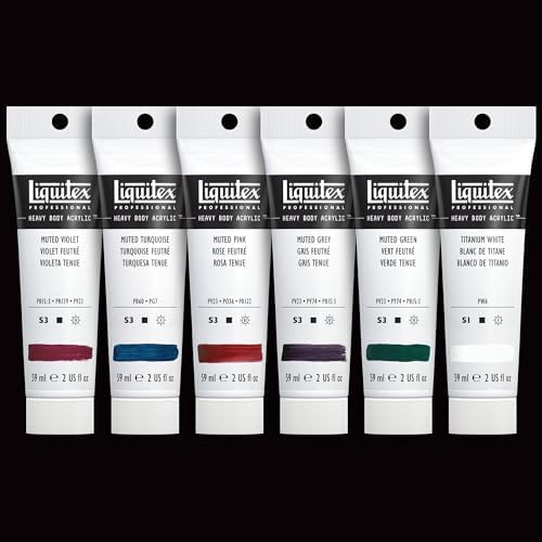 Liquitex Heavy Body Acrylic Paint Set, 6 x 59ml, Muted Collection + White
