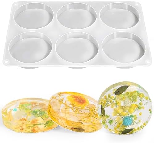 6 Cavity Deep Coaster Mold for Epoxy Resin, Flower Preserve | Thickened 0.78" Deep, Smooth Non-Stick Interior, for Dried Flowers & DIY Crafts, for UV Resin