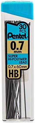 Pentel C27BPHB3K6 Super Hi-Polymer Lead Refills, 0.7mm, HB, Black, 30 per Tube (Pack of 3 Tubes)
