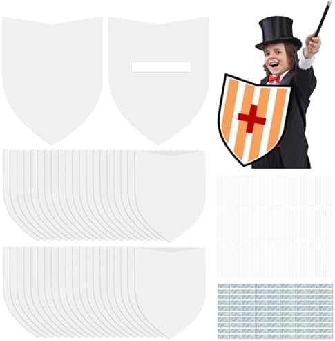 TANEMUDO 84 Pcs Blank Paper Shields with Handles DIY Craft Cardboard Shields for Decorate Party Play Castle Activities Gift