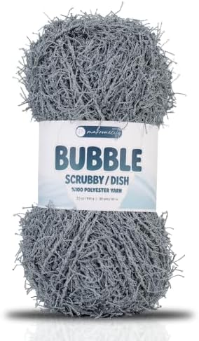 Makromecity Bubble Scrubby Yarn - 100% Premium Polyester Yarn for Crocheting and Knitting - 3.5 Oz (100g), 98 Yds (90m) - Ideal for Dishcloths, Crafting & Bath Washcloths (Grey, 1 Skein)