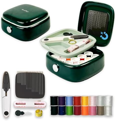Sewing Kit Magnetic, Needle and Thread Kit with Sewing Supplies Travel Small Sewing Kit Portable for Adults Beginners (Green)