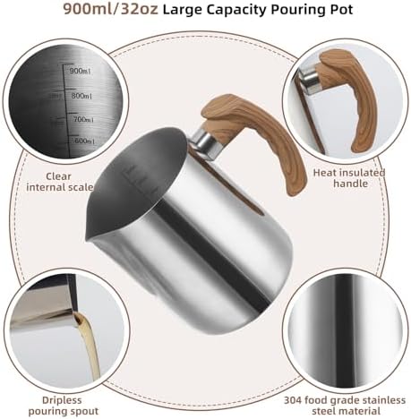 Candle Making Kit with Hot Plate for Adults, Soy Candle Make Set with Wax Melter for Beginners, Imitation wood grain Pouring Pot Pitcher, Heat Gun, Thermometer, Candle Making Supplies Accessories