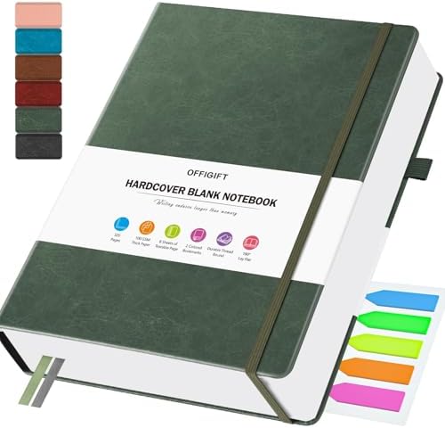 Blank Journal, Hardcover Sketchbook, 320 Pages, Leather Blank Notebook, A5