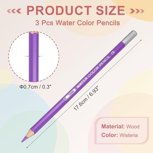 PATIKIL Watercolor Pencils Coloring Drawing Pencils Set Wisteria 3 Pcs