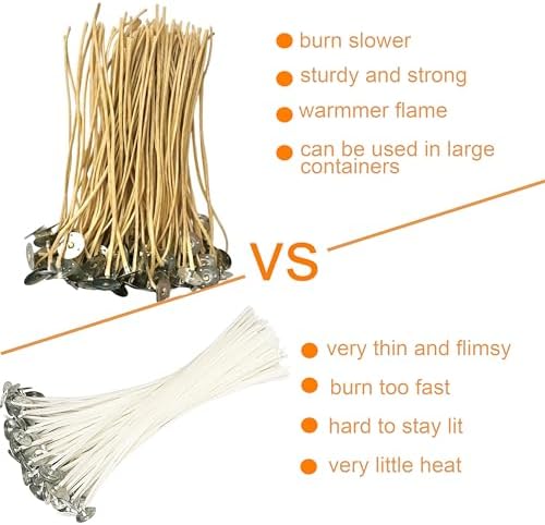 Candle Wicks 200 PCS 8 inch Hemp Candle Wicks 2.5mm Organic Beeswax Candle Wicks for Candle Making Edible Candle Wick for Butter Candle Hemp Candle Wick