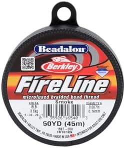 Beadalon FireLine Microfused Braided Beading Cord Thread, Smoke - 88LB/50YD