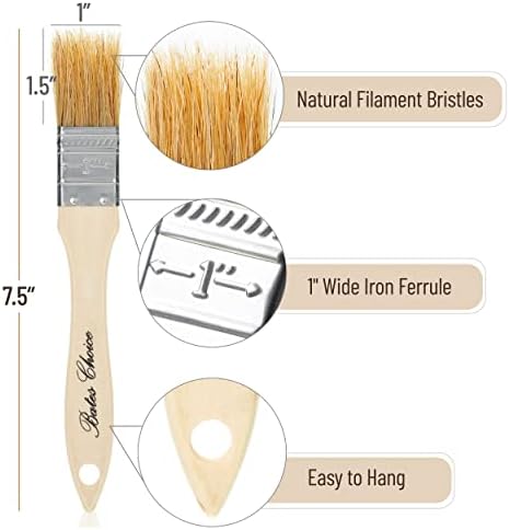 Bates- Chip Paint Brushes, 1 Inch, 16 Pack Natural Bristle Brushes