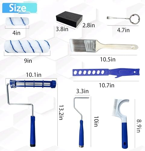 23Pcs Upgraded Paint Roller Kit - 9"&4" Frames, 4x9"/4x4" Microfiber Covers, Paint Tray with 4 Liners, Roller Cleaner & Complete Painting Supplies for House Wall Painting